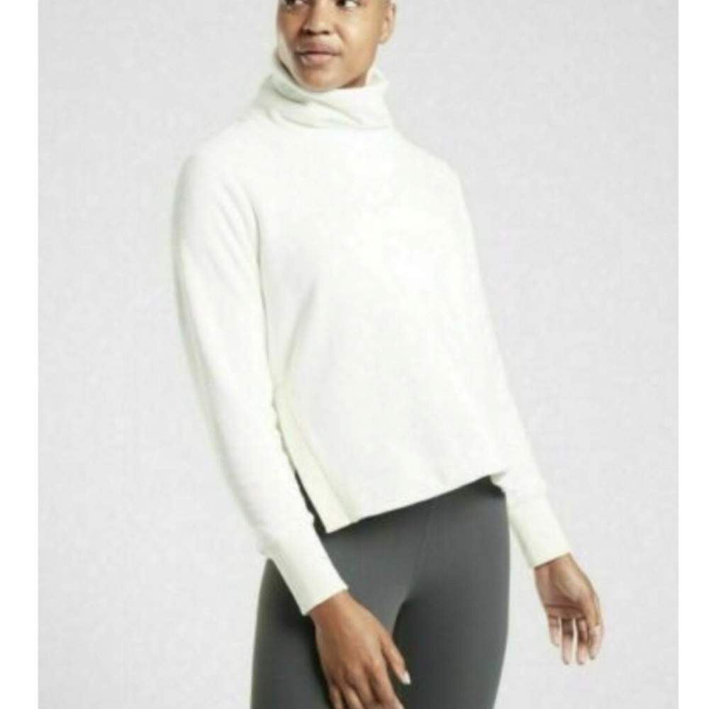 Athleta double cozy karma funnel neck pullover sweatshirt size medium